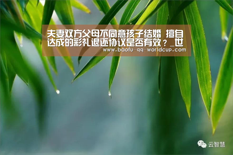 夫妻双方父母不同意孩子结婚 擅自达成的彩礼退还协议是否有效?_世界杯买球网站(图1) 世界杯买球网站